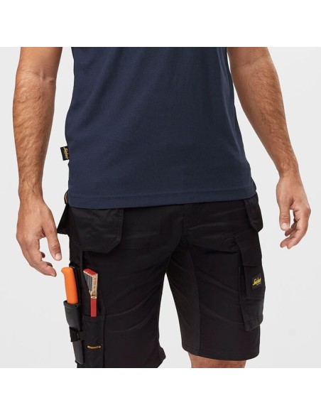 6151 Pantalones cortos de trabajo elasticos de ajuste holgado AllroundWork con bolsillos flotantes negro