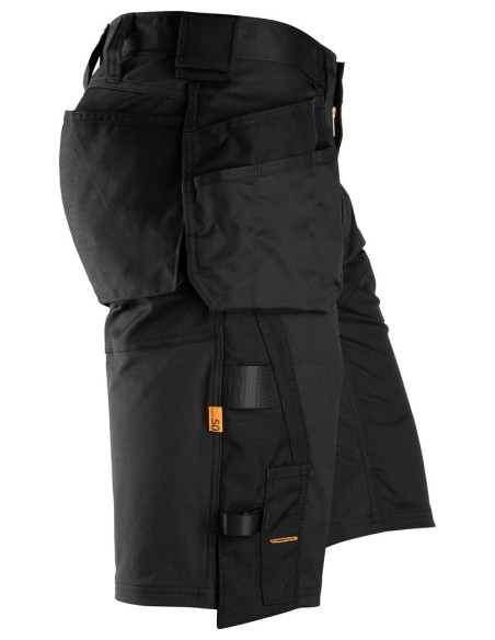 6151 Pantalones cortos de trabajo elasticos de ajuste holgado AllroundWork con bolsillos flotantes negro