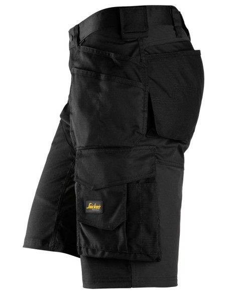 6151 Pantalones cortos de trabajo elasticos de ajuste holgado AllroundWork con bolsillos flotantes negro