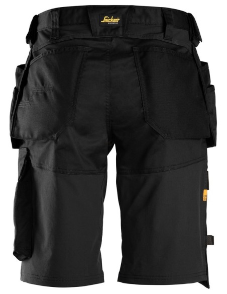 6151 Pantalones cortos de trabajo elasticos de ajuste holgado AllroundWork con bolsillos flotantes negro