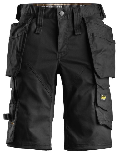 6147 Pantalones cortos de trabajo elasticos para mujer con bolsillos flotantes AllroundWork negro