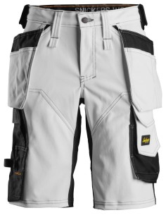 6147 Pantalones cortos de trabajo elasticos para mujer con bolsillos flotantes AllroundWork blanco/ negro