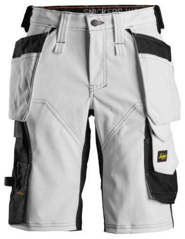 6147 Pantalones cortos de trabajo elasticos para mujer con bolsillos flotantes AllroundWork blanco/ negro