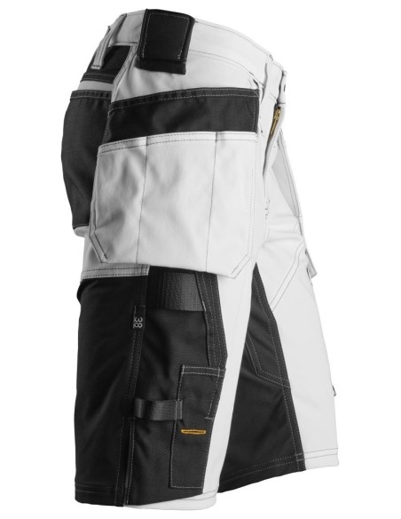 6147 Pantalones cortos de trabajo elasticos para mujer con bolsillos flotantes AllroundWork blanco/ negro