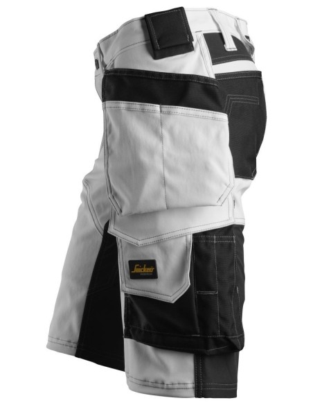 6147 Pantalones cortos de trabajo elasticos para mujer con bolsillos flotantes AllroundWork blanco/ negro