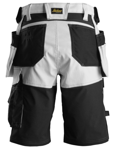 6147 Pantalones cortos de trabajo elasticos para mujer con bolsillos flotantes AllroundWork blanco/ negro