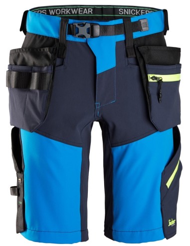 6140 Pantalones cortos de trabajo elasticos FlexiWork Softshell con bolsillos flotantes azul/ azul marino