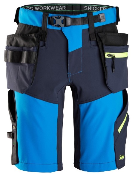 6140 Pantalones cortos de trabajo elasticos FlexiWork Softshell con bolsillos flotantes azul/ azul marino