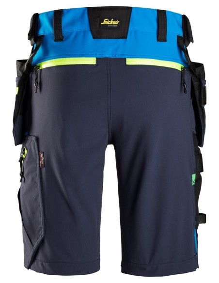 6140 Pantalones cortos de trabajo elasticos FlexiWork Softshell con bolsillos flotantes azul/ azul marino