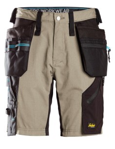 6110 Pantalones cortos de trabajo LiteWork 37.5 con bolsillos flotantes beige/ negro