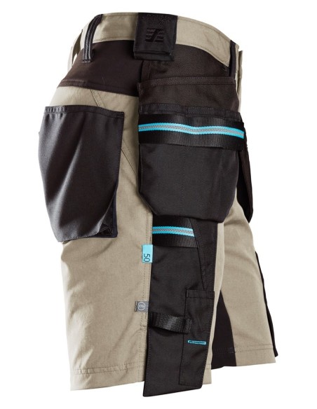 6110 Pantalones cortos de trabajo LiteWork 37.5 con bolsillos flotantes beige/ negro