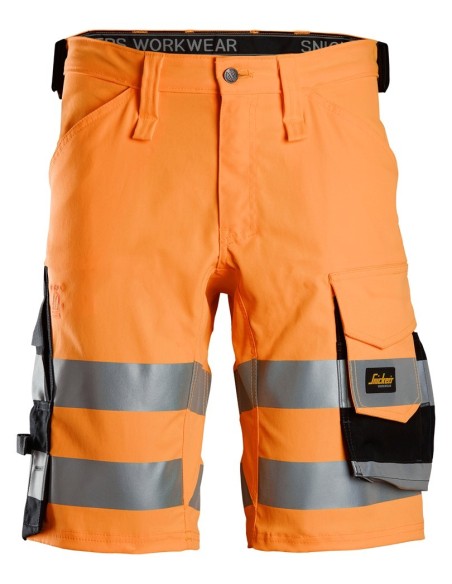 6136 Pantalones cortos de trabajo elasticos de alta visibilidad clase 1 naranja-negro