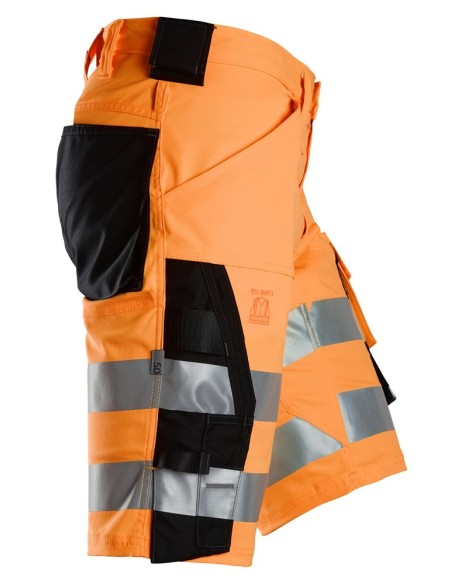 6136 Pantalones cortos de trabajo elasticos de alta visibilidad clase 1 naranja-negro