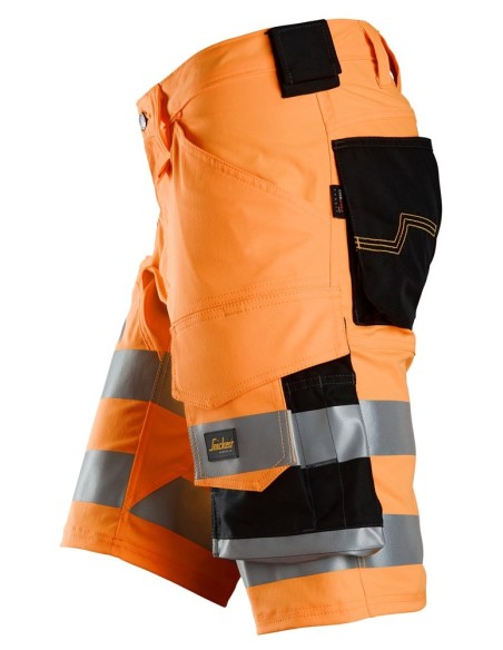 6136 Pantalones cortos de trabajo elasticos de alta visibilidad clase 1 naranja-negro