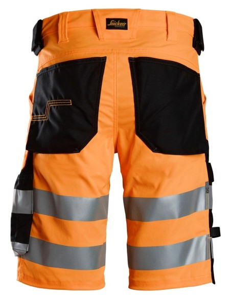 6136 Pantalones cortos de trabajo elasticos de alta visibilidad clase 1 naranja-negro