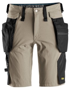 6108 Pantalones cortos de trabajo LiteWork con bolsillos flotantes desmontables beige/ negro