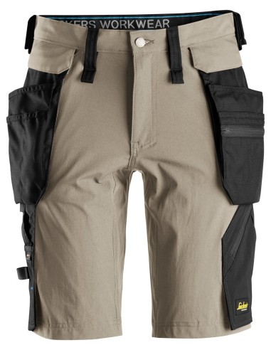 6108 Pantalones cortos de trabajo LiteWork con bolsillos flotantes desmontables beige/ negro