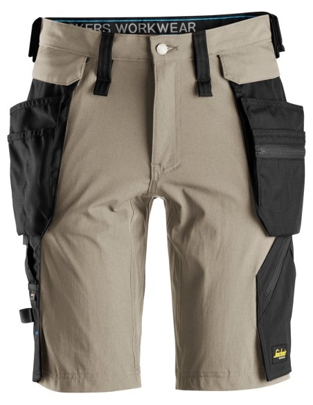 6108 Pantalones cortos de trabajo LiteWork con bolsillos flotantes desmontables beige/ negro