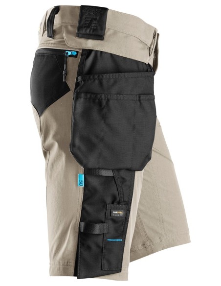 6108 Pantalones cortos de trabajo LiteWork con bolsillos flotantes desmontables beige/ negro