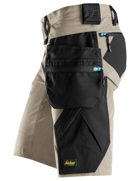 6108 Pantalones cortos de trabajo LiteWork con bolsillos flotantes desmontables beige/ negro