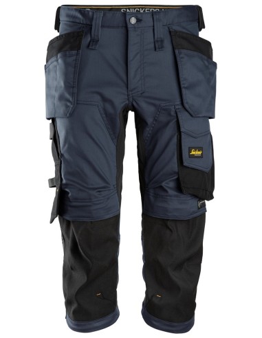 6142 Pantalones pirata de trabajo elasticos con bolsillos flotantes AllroundWork azul marino-negro