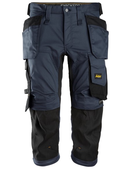 6142 Pantalones pirata de trabajo elasticos con bolsillos flotantes AllroundWork azul marino-negro