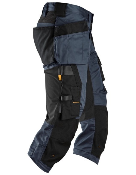 6142 Pantalones pirata de trabajo elasticos con bolsillos flotantes AllroundWork azul marino-negro