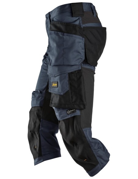 6142 Pantalones pirata de trabajo elasticos con bolsillos flotantes AllroundWork azul marino-negro