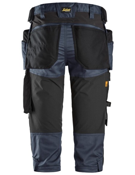 6142 Pantalones pirata de trabajo elasticos con bolsillos flotantes AllroundWork azul marino-negro