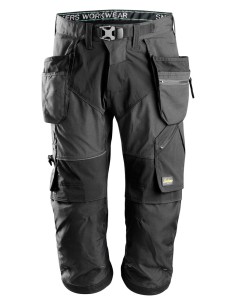 6905 Pantalones pirata de trabajo FlexiWork gris acero con bolsillos flotantes