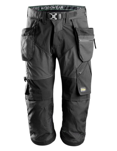 6905 Pantalones pirata de trabajo FlexiWork gris acero con bolsillos flotantes