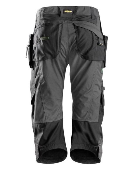 6905 Pantalones pirata de trabajo FlexiWork gris acero con bolsillos flotantes