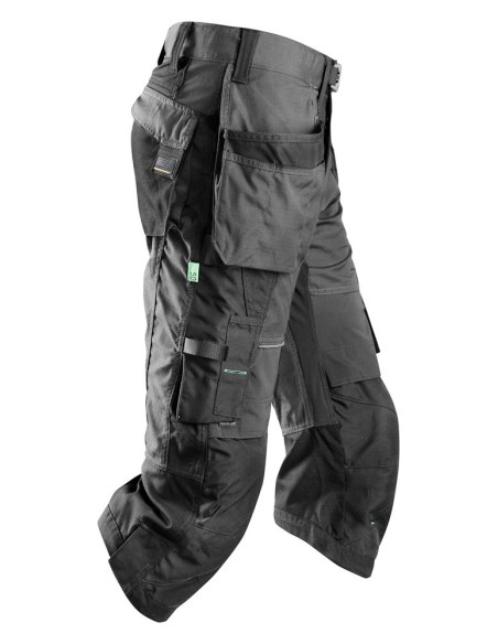 6905 Pantalones pirata de trabajo FlexiWork gris acero con bolsillos flotantes
