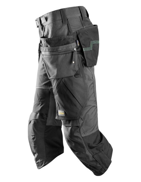 6905 Pantalones pirata de trabajo FlexiWork gris acero con bolsillos flotantes