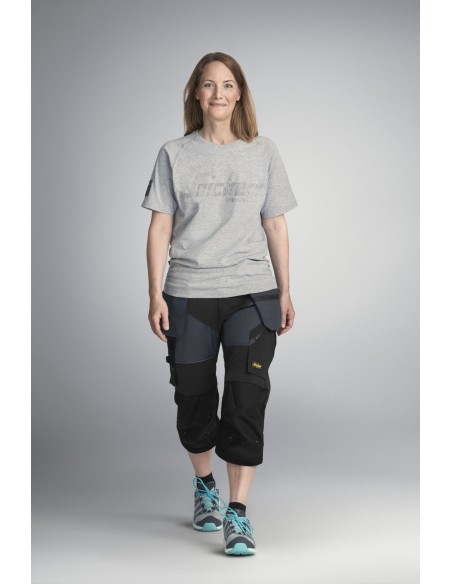 6905 Pantalones pirata de trabajo FlexiWork gris acero con bolsillos flotantes