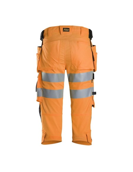 6138 Pantalones pirata de trabajo elasticos de alta visibilidad clase 1/2 con bolsillos flotantes naranja-negro
