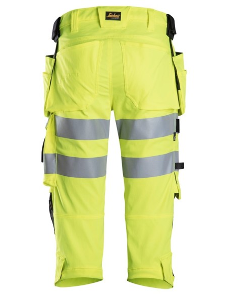 6138 Pantalones pirata de trabajo elasticos de alta visibilidad clase 1/2 con bolsillos flotantes amarillo-negro