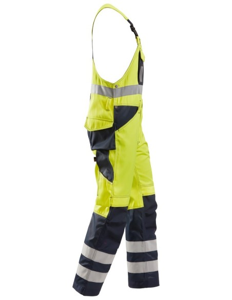 0113 Pantalones con peto y tirantes de alta visibilidad clase 2 amarillo-azul marino