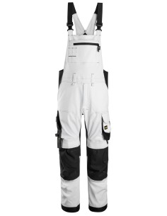 6051 Pantalones elasticos con peto y tirantes AllroundWork blanco-negro