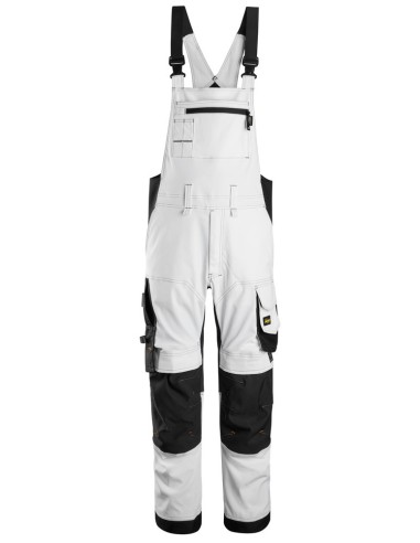 6051 Pantalones elasticos con peto y tirantes AllroundWork blanco-negro