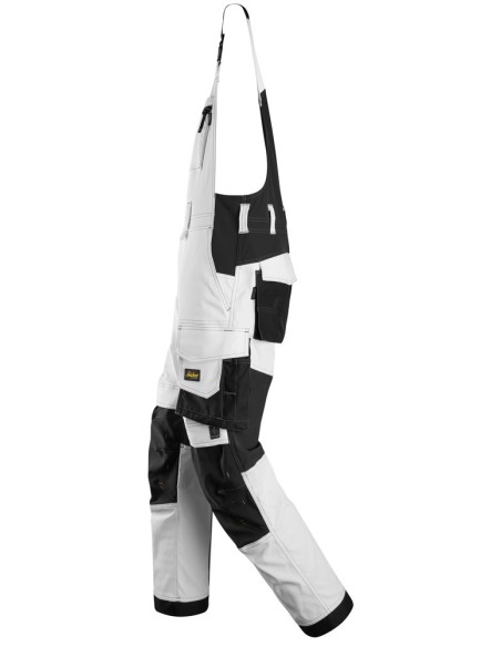 6051 Pantalones elasticos con peto y tirantes AllroundWork blanco-negro