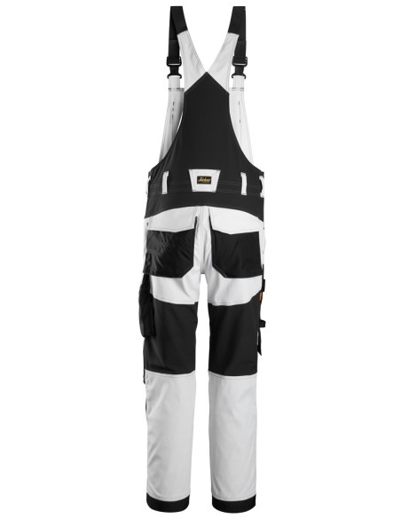 6051 Pantalones elasticos con peto y tirantes AllroundWork blanco-negro