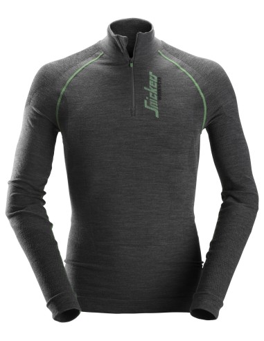 9441 CAMISETA INTERIOR MANGA LARGA FLEXIWORK GRIS CON 1/2 CREMALLERA T-S