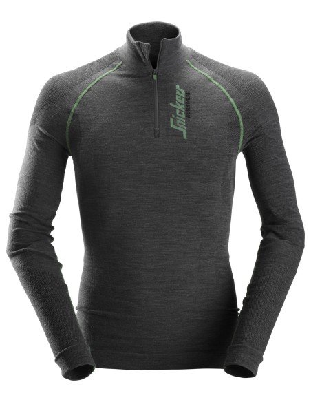 9441 CAMISETA INTERIOR MANGA LARGA FLEXIWORK GRIS CON 1/2 CREMALLERA T-S