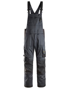 6051 Pantalones elasticos con peto y tirantes AllroundWork gris acero-negro