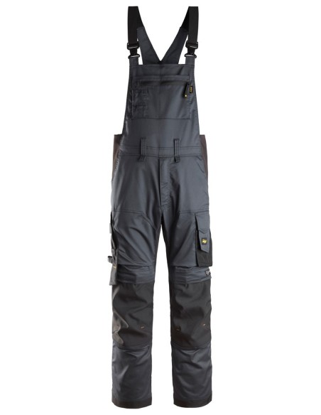 6051 Pantalones elasticos con peto y tirantes AllroundWork gris acero-negro