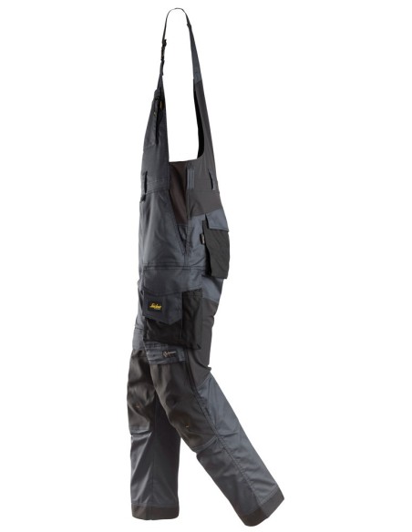 6051 Pantalones elasticos con peto y tirantes AllroundWork gris acero-negro