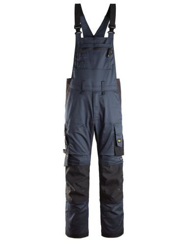 6051 Pantalones elasticos con peto y tirantes AllroundWork azul marino-negro