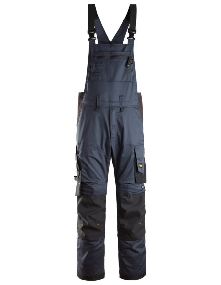 6051 Pantalones elasticos con peto y tirantes AllroundWork azul marino-negro