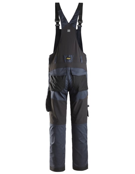 6051 Pantalones elasticos con peto y tirantes AllroundWork azul marino-negro